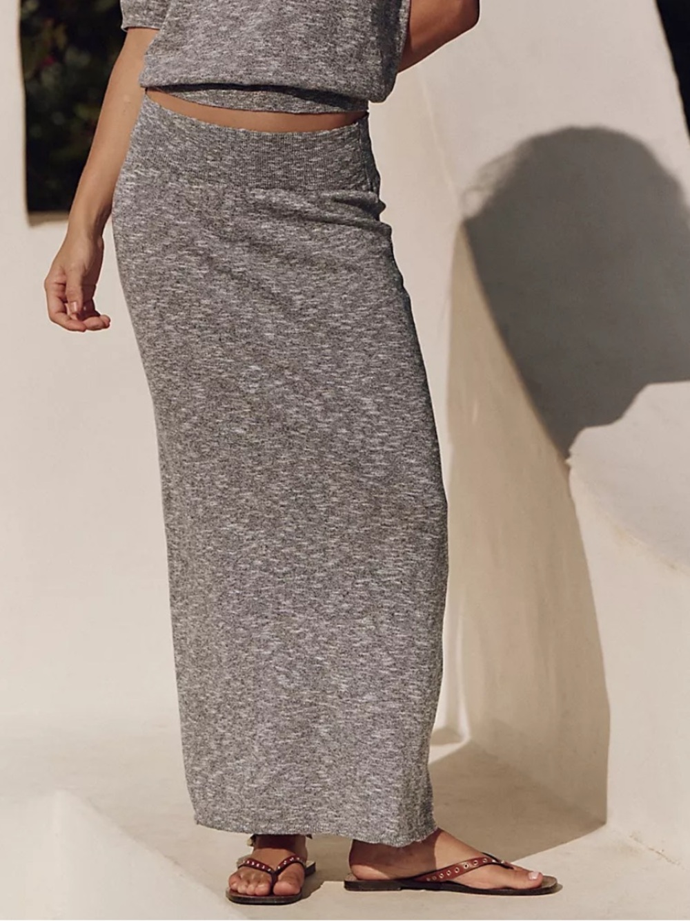 FP Sz M Gray Maxi Skirt